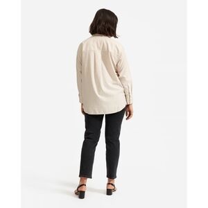 Everlane Shirt Women Striped Button Silky Cotton Relaxed Oversized Sand White